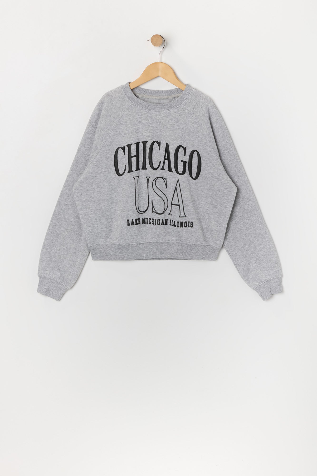 Girls Chicago Twill Embroidered Sweatshirt and Short 2 Piece Set
