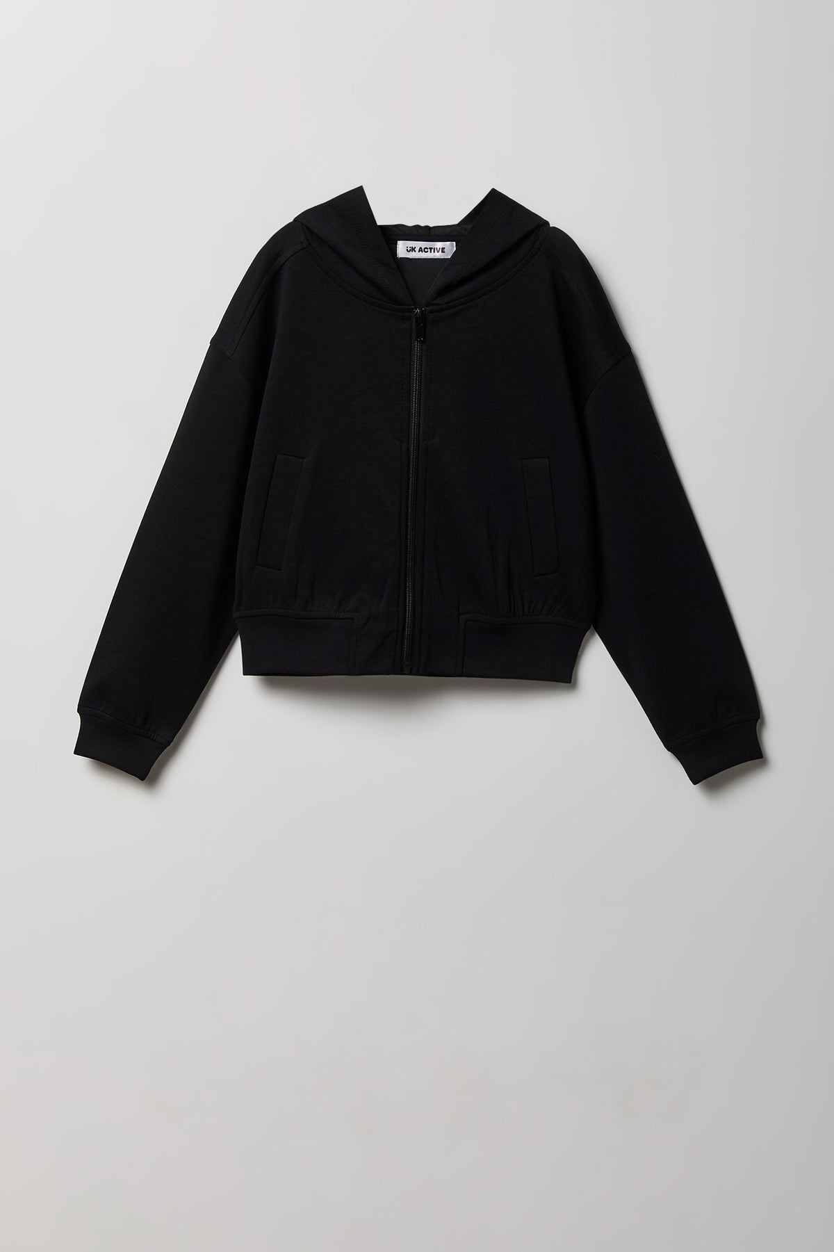 Girls Active Scuba Boxy Zip-Up Hoodie - Black