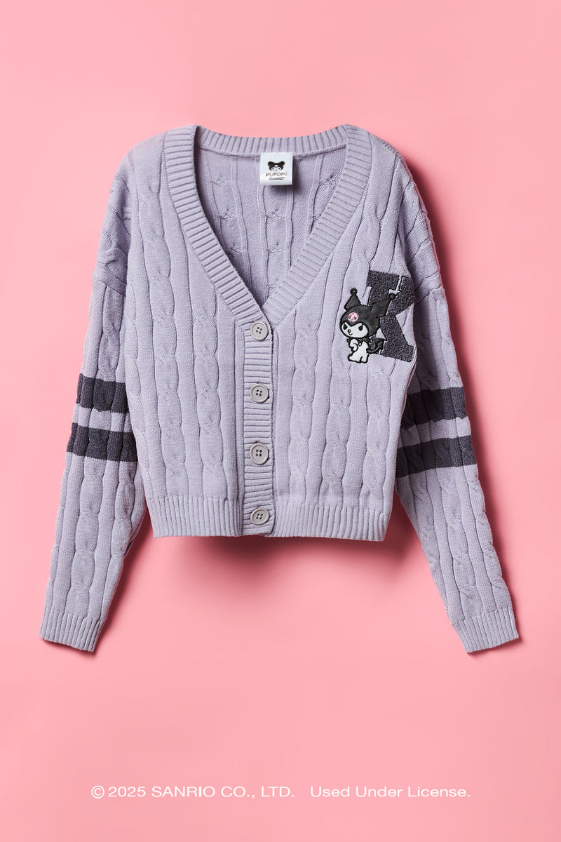 Kuromi™ Girls Cable Knit Cardigan