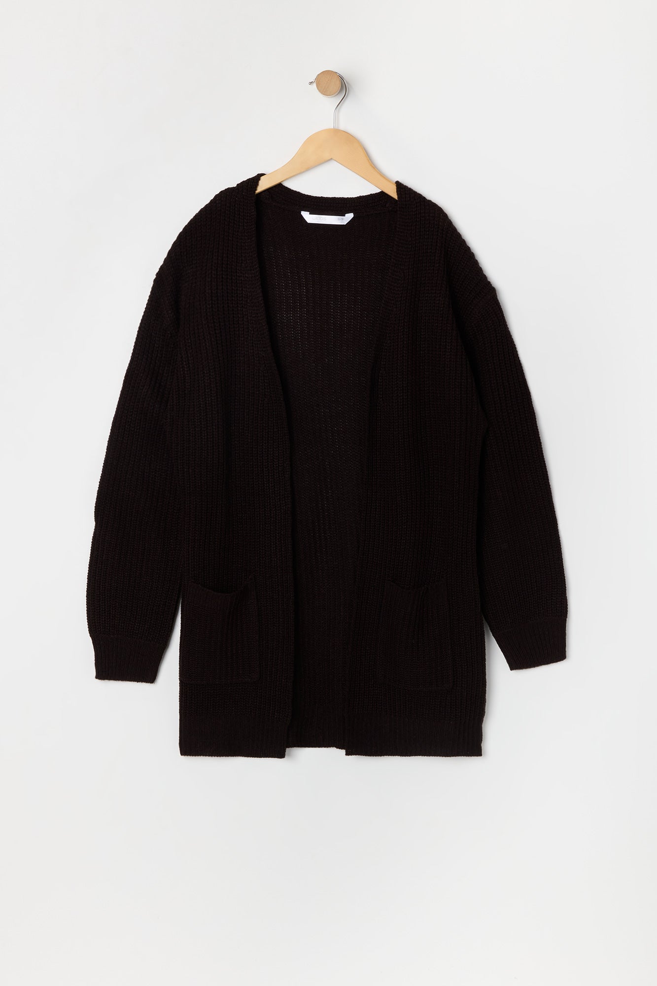 Girls Ribbed Knit Longline Cardigan