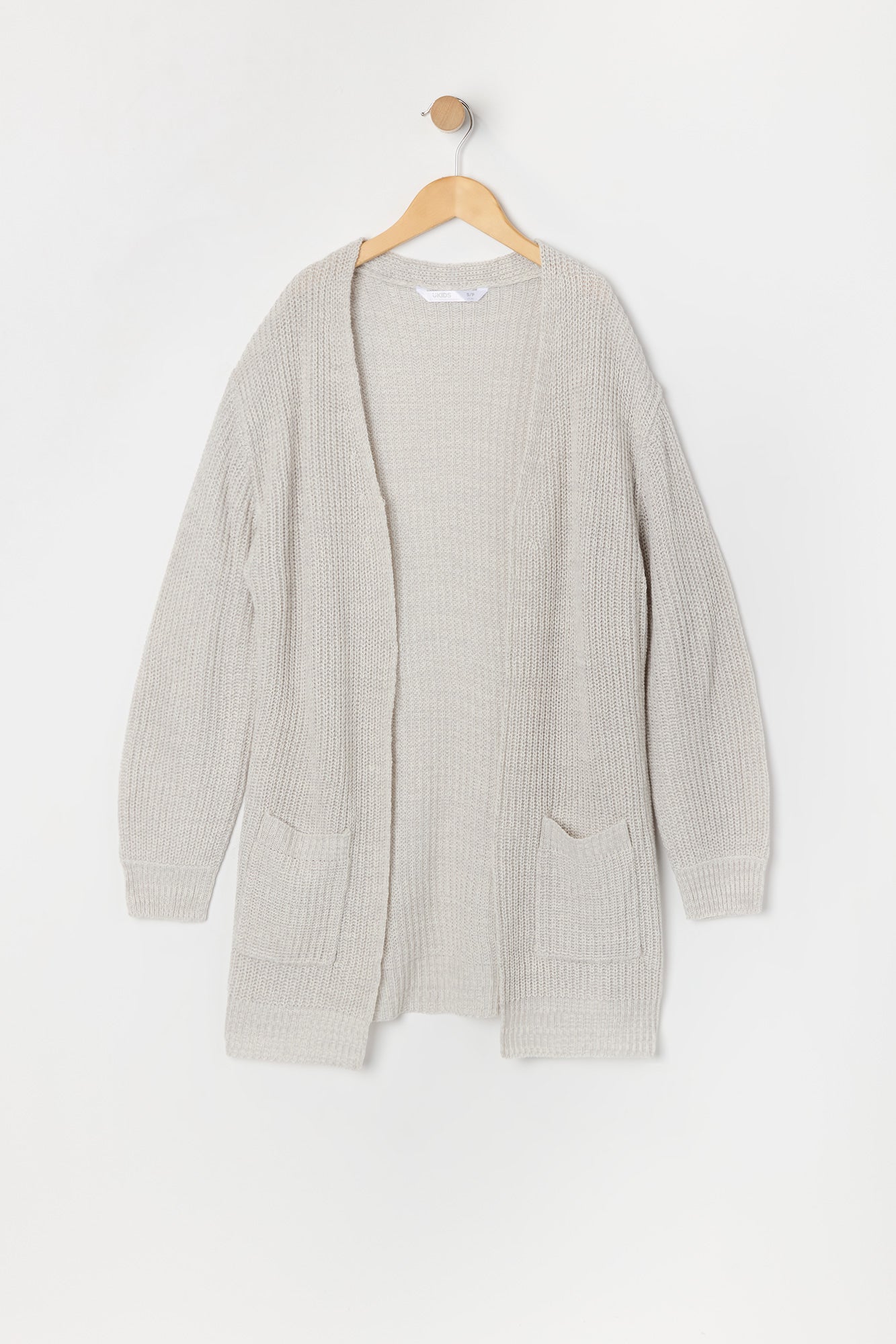 Cardigan long en tricot côtelé pour fille