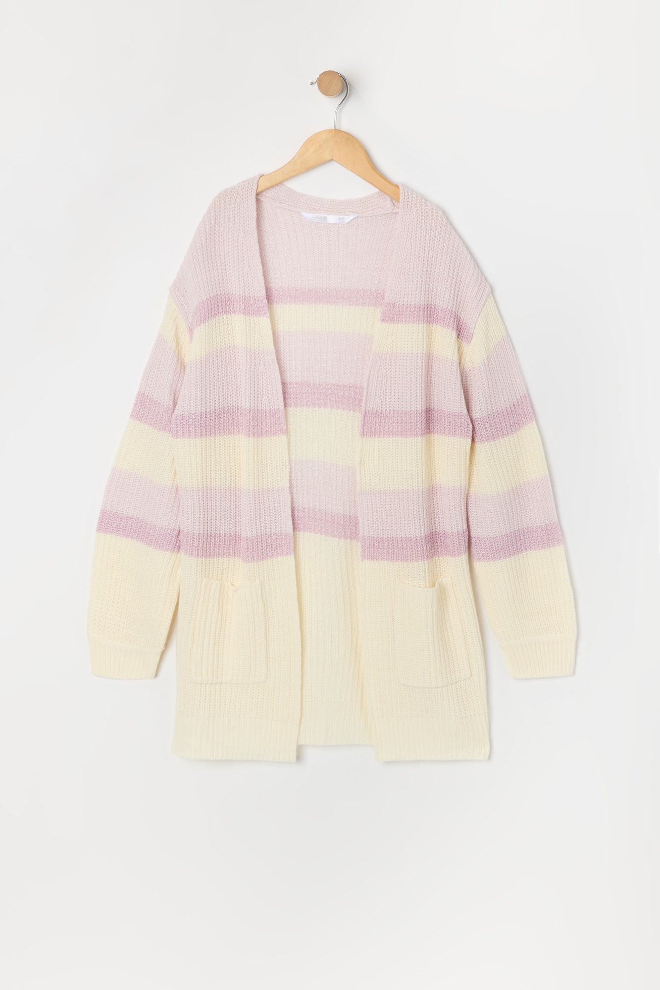 Cardigan long en tricot rayé pour fille