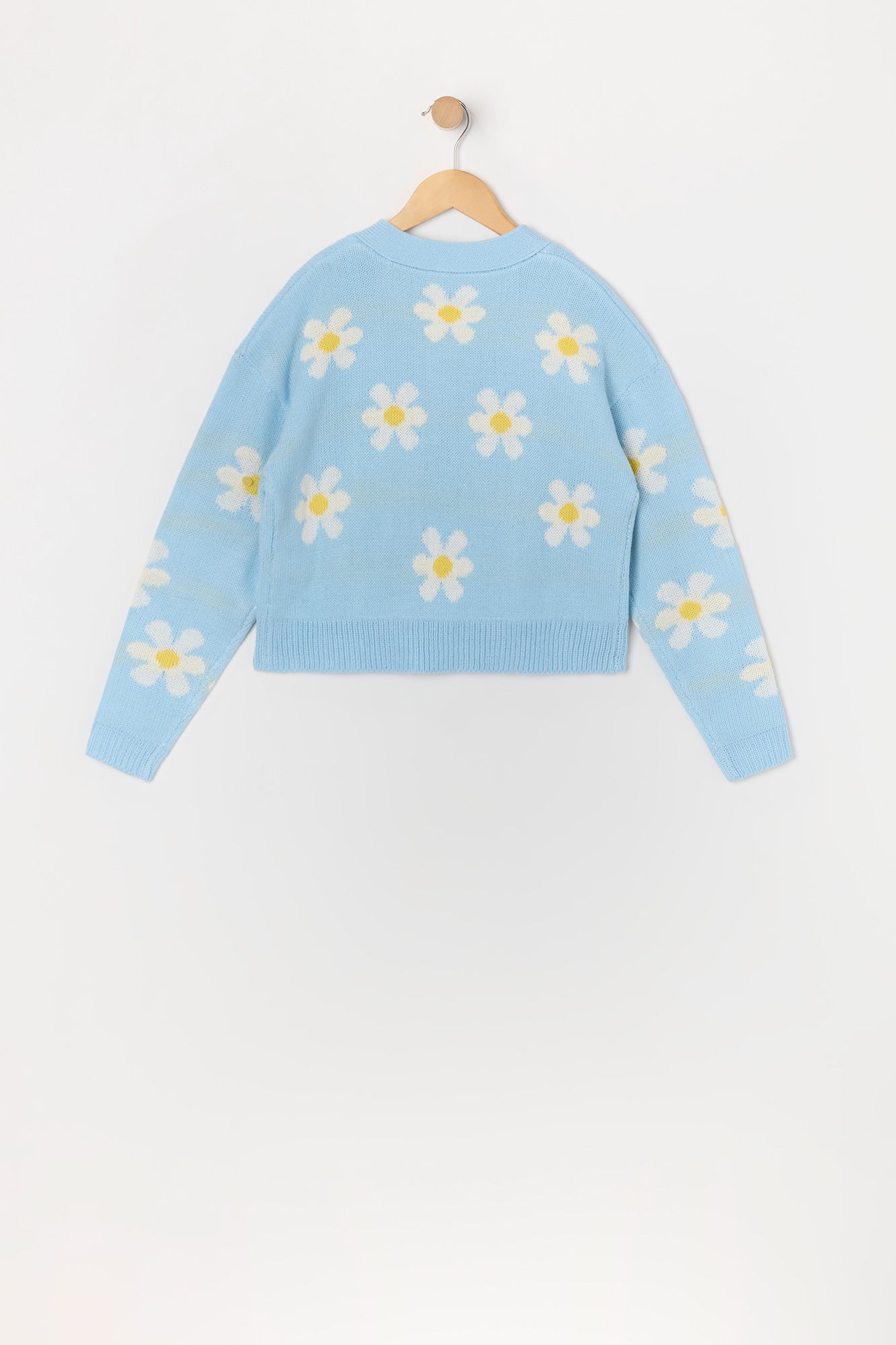 Girls Daisy Knit Button-Up Sweater