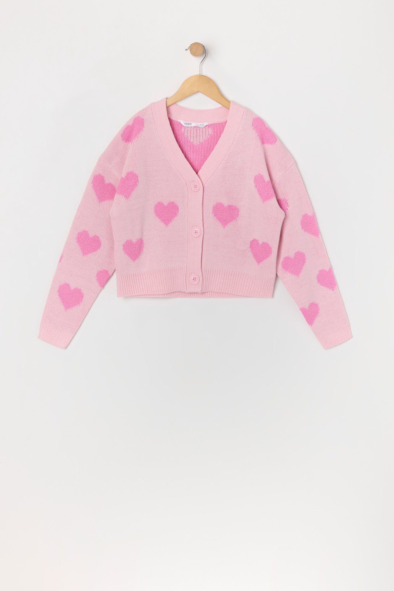 Girls Heart Knit Button-Up Sweater