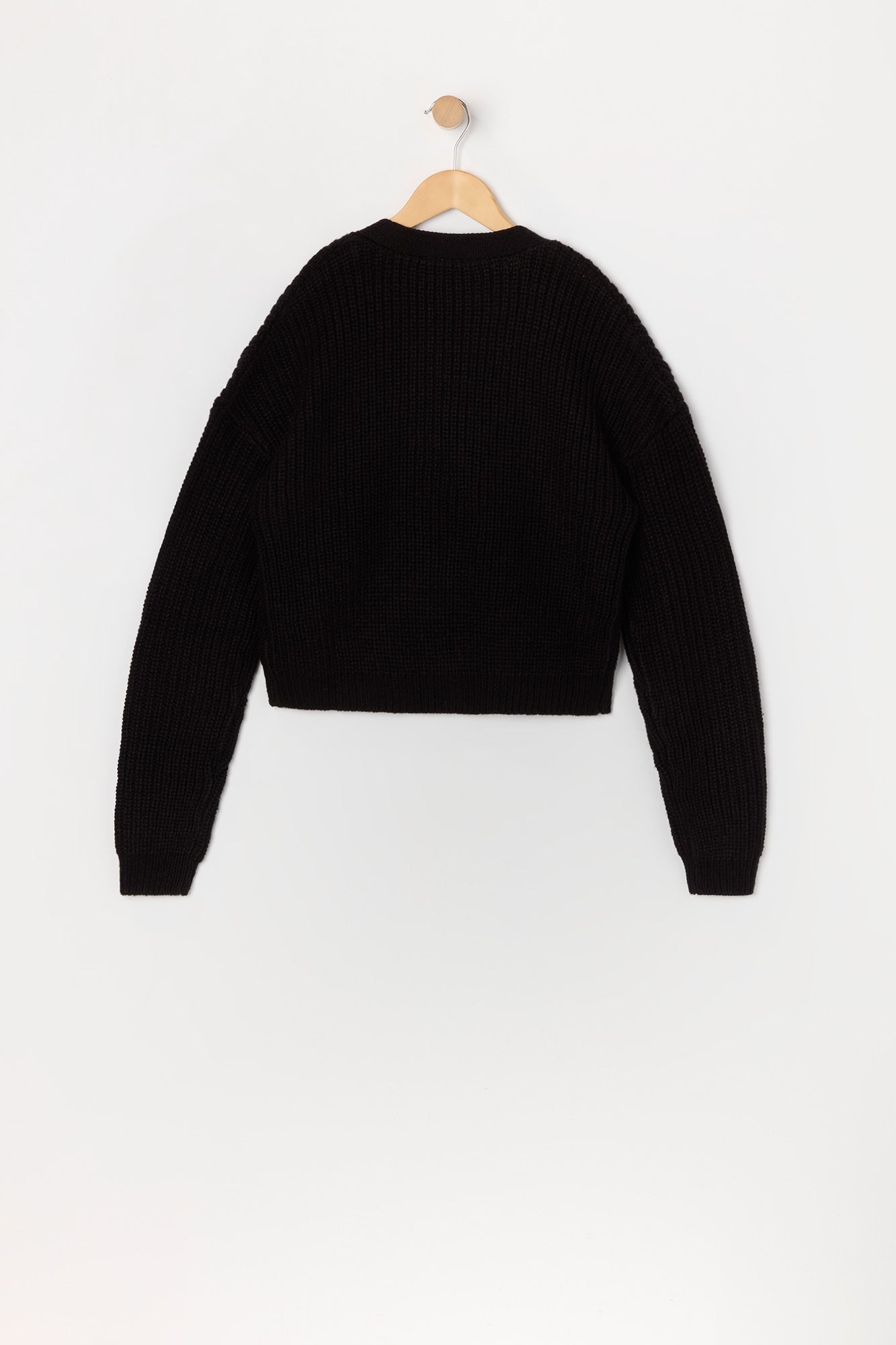 Girls Ribbed Knit Button-Up Sweater