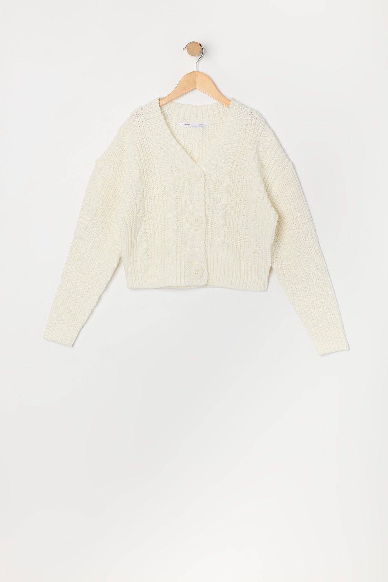 Girls Cable Knit Button Up Cardigan