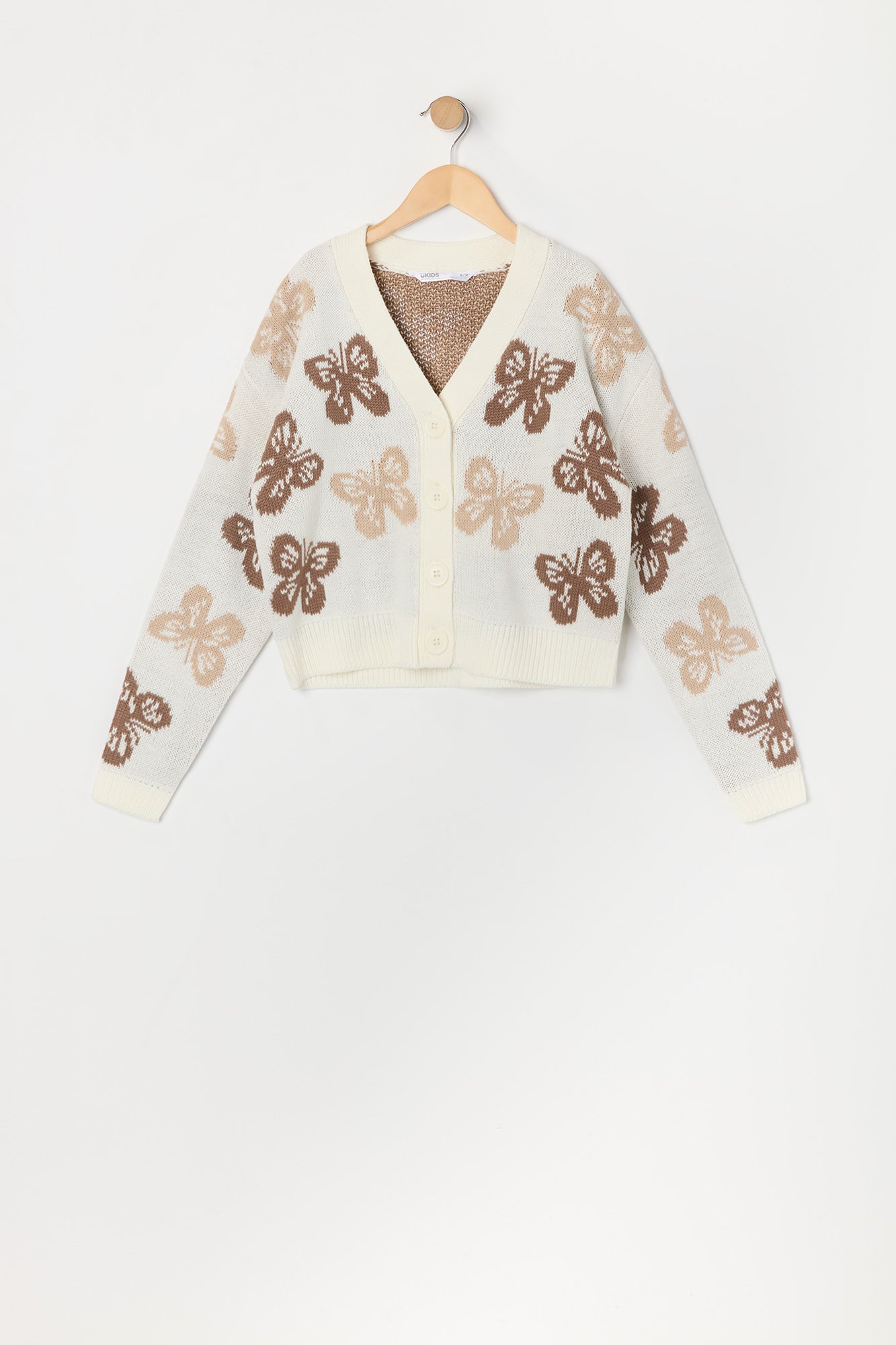 Cardigan boutonné en tricot avec motif pour fille