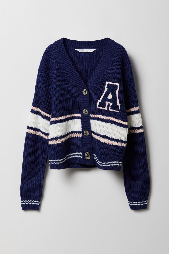 Cardigan en tricot à broderie en chenille pour filles