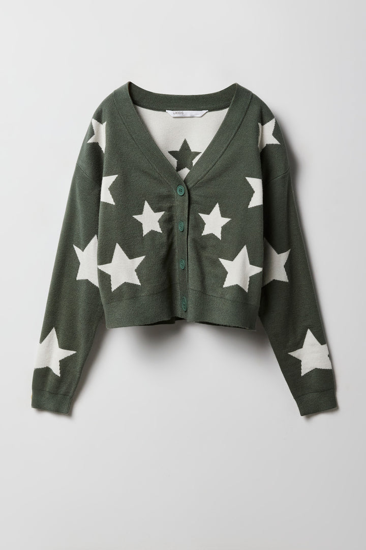 Girls Jacquard Knit Cardigan