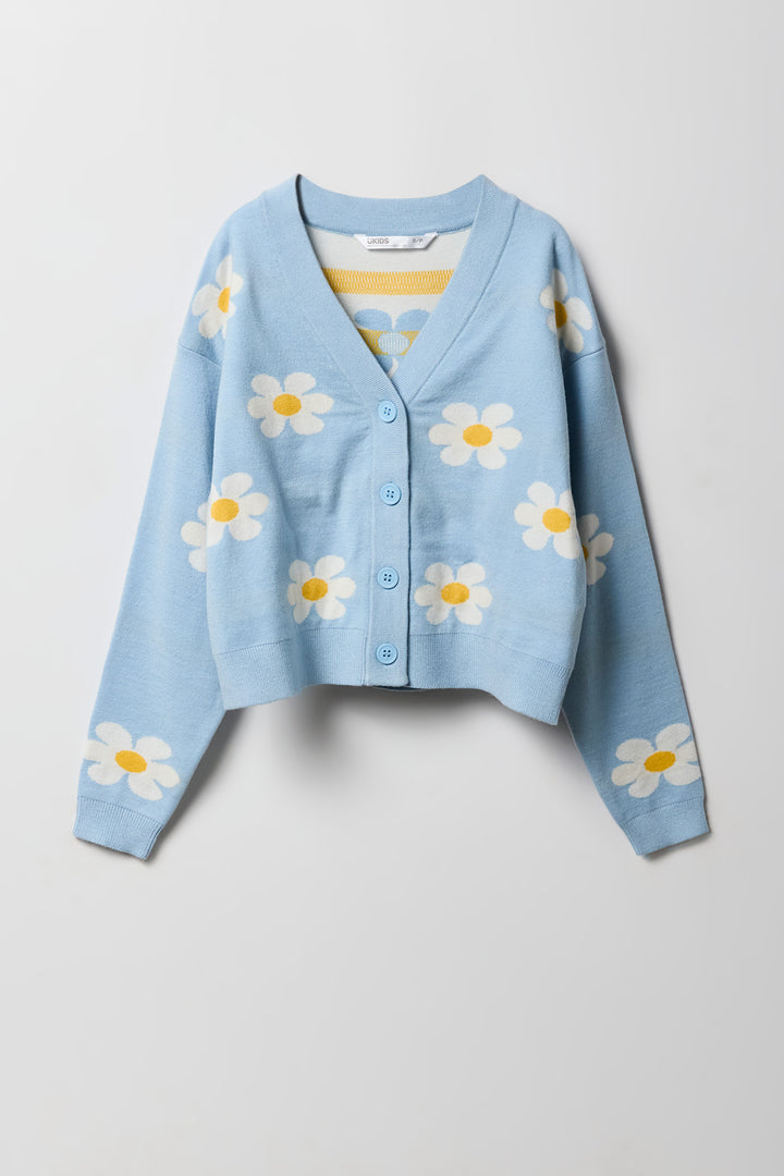 Girls Jacquard Knit Cardigan