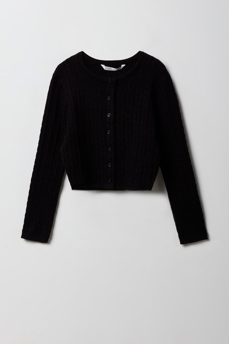 Cardigan boutonné en tricot à mailles torsadées pour filles