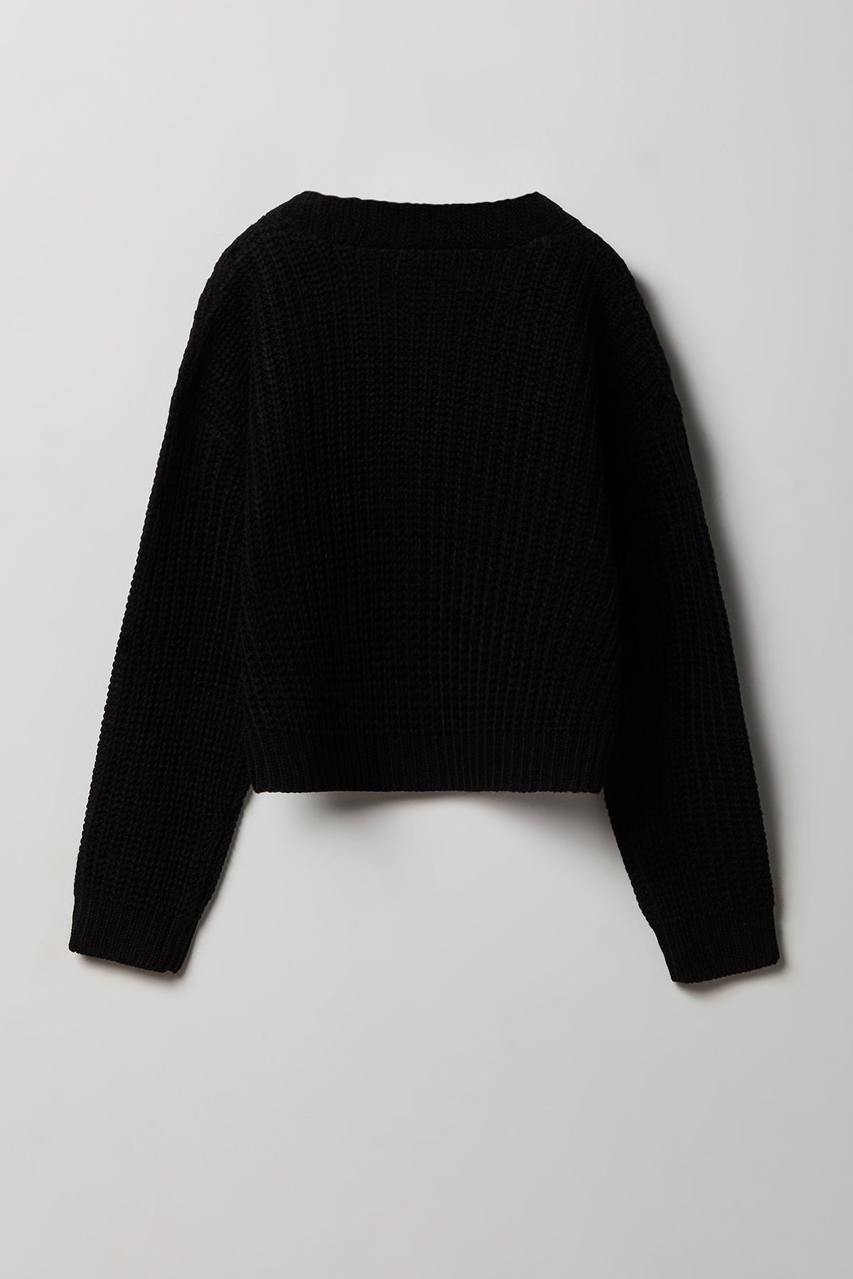Alt View 2. Girls Button-Up Knit Cardigan - Black