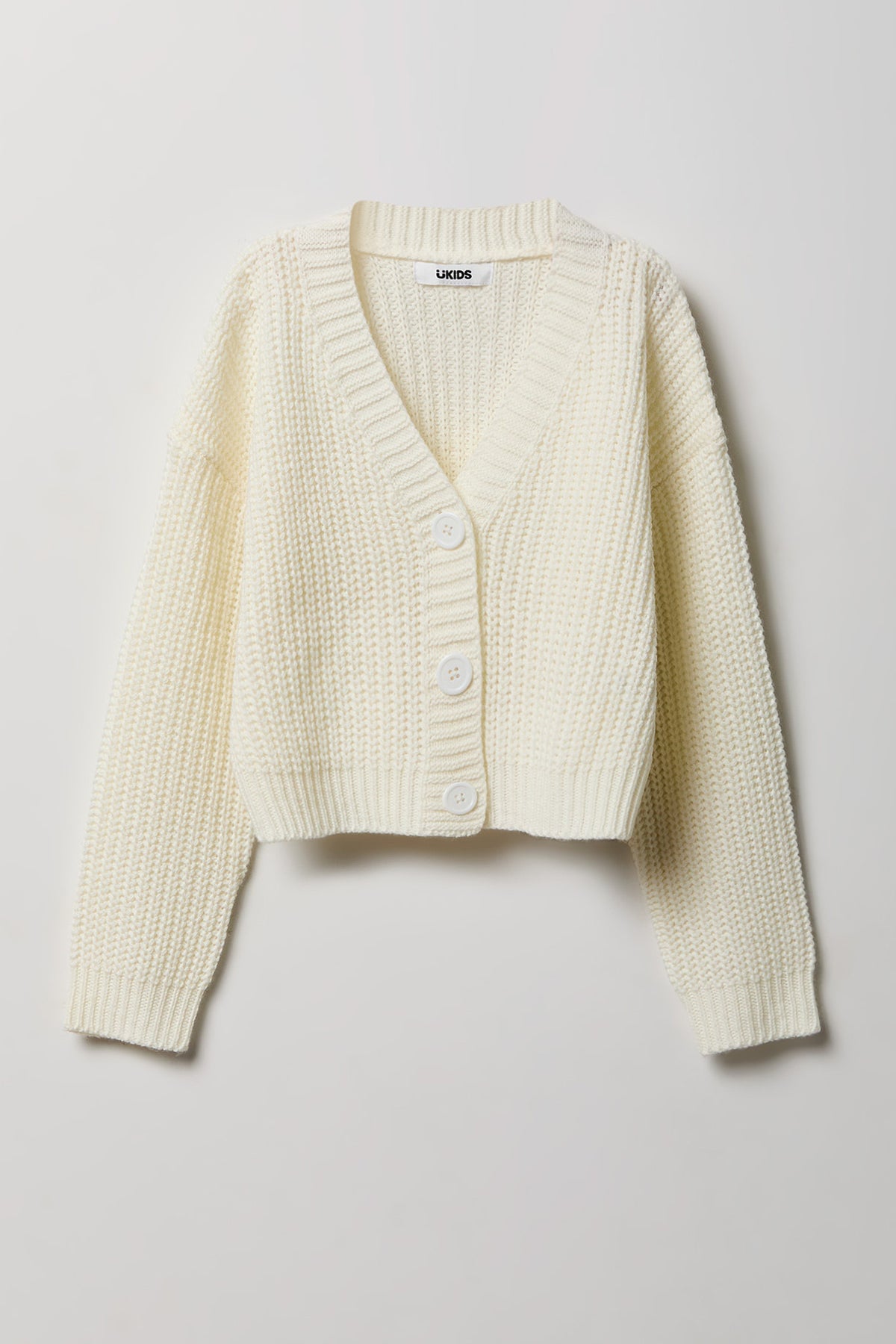Girls Button-Up Knit Cardigan - Ivory