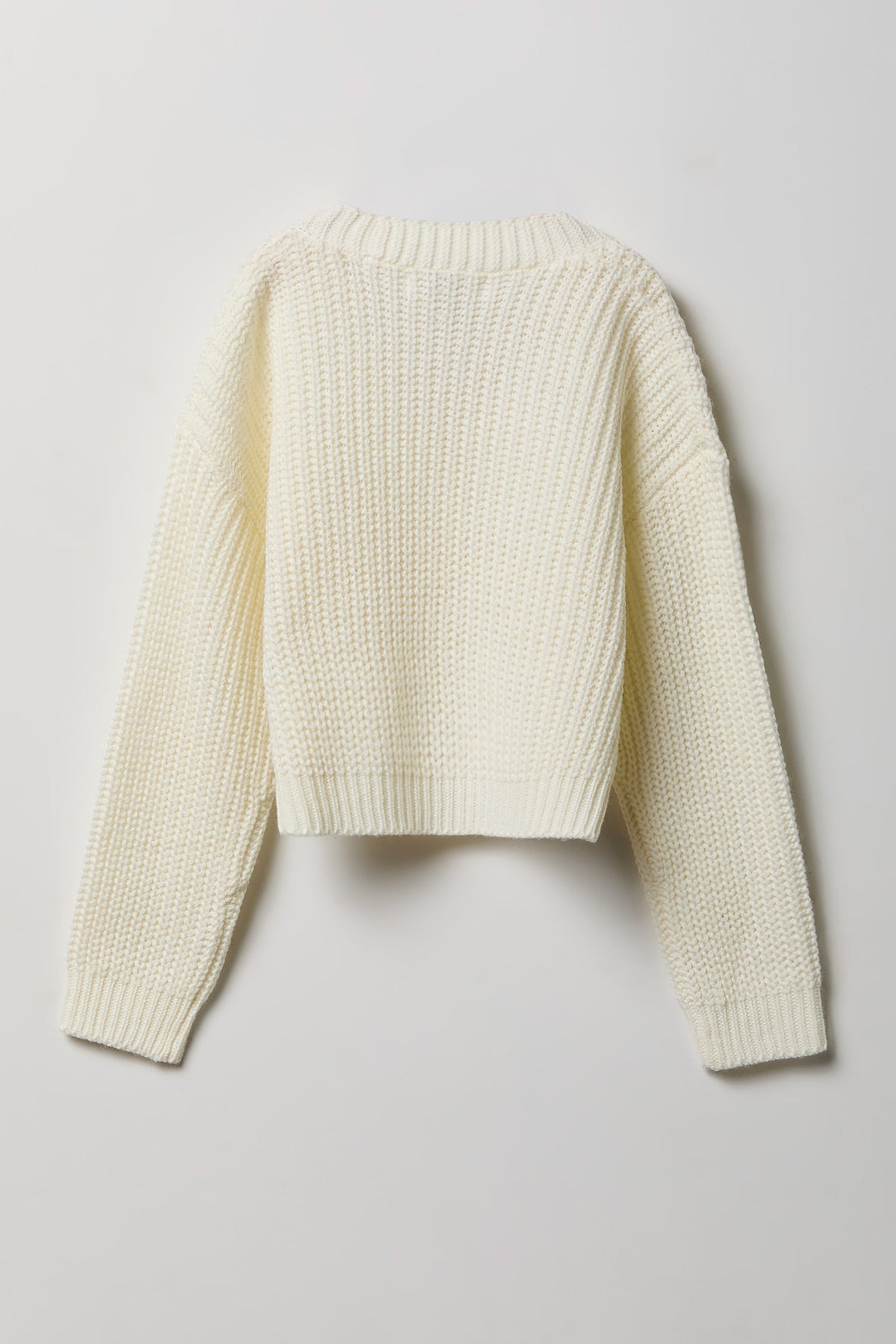 Alt View 2. Girls Button-Up Knit Cardigan - Ivory