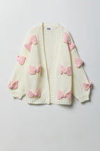 Girls 3D Open Knit Cardigan