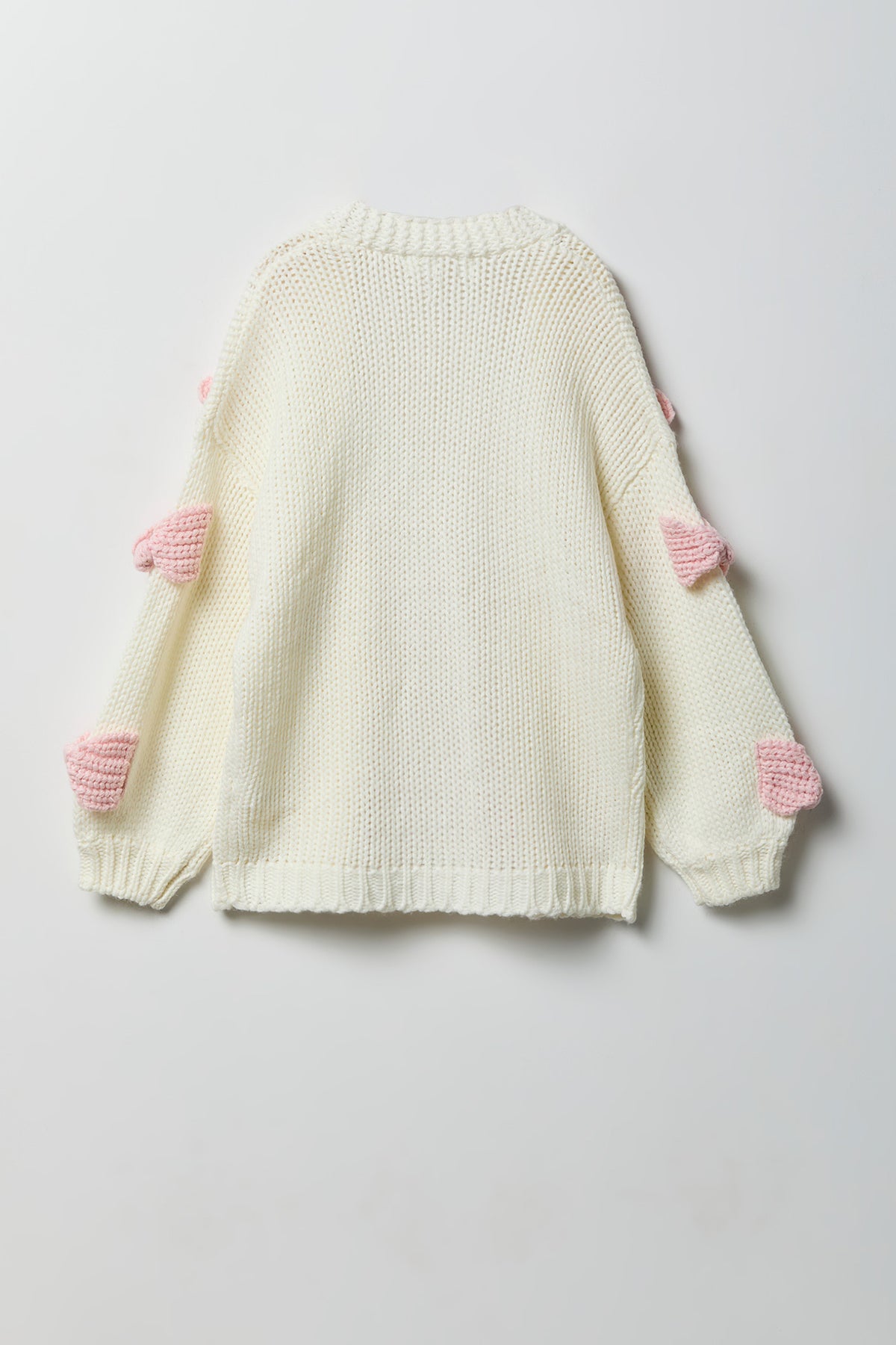 Alt View 2. Girls 3D Open Knit Cardigan - Ivory