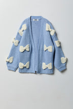 Girls 3D Open Knit Cardigan