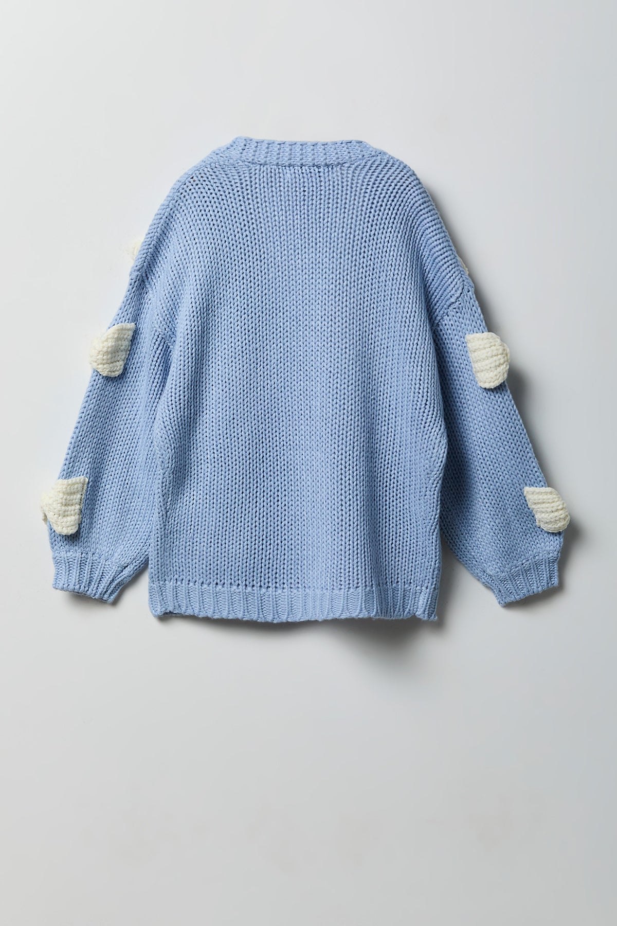 Alt View 2. Girls 3D Open Knit Cardigan - Light Blue