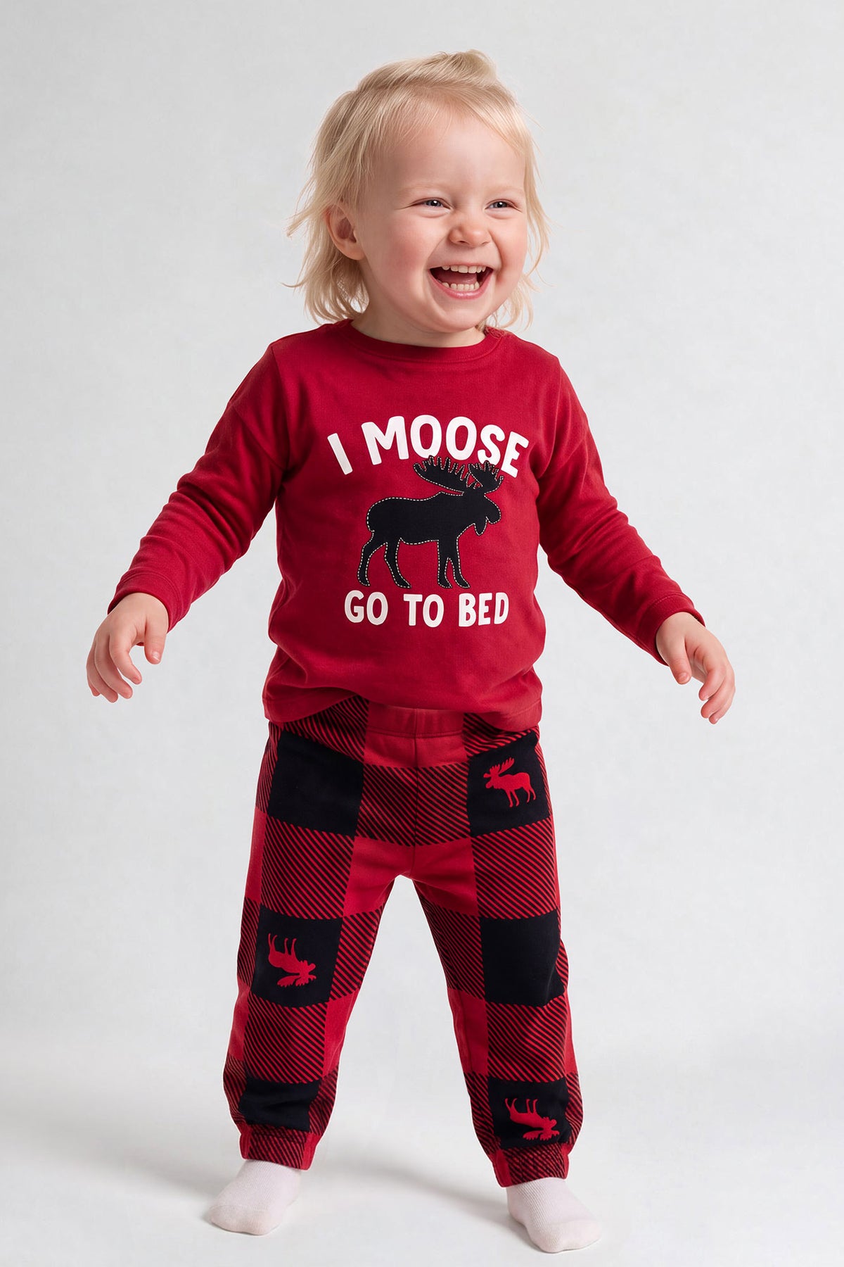 Toddler Moosing Around Fammy Jammies Set - Red