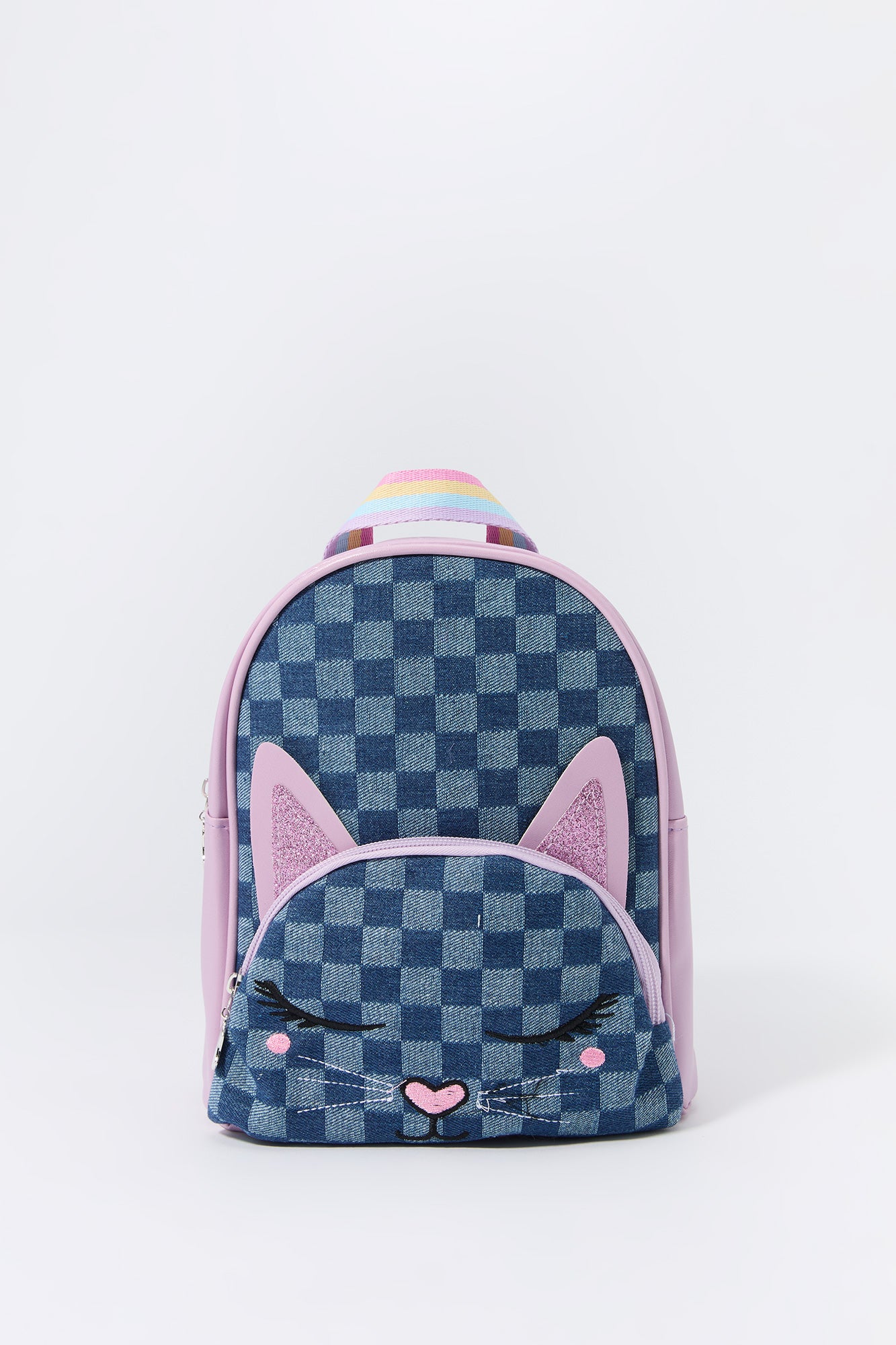 Girls Checkered Kitty Backpack