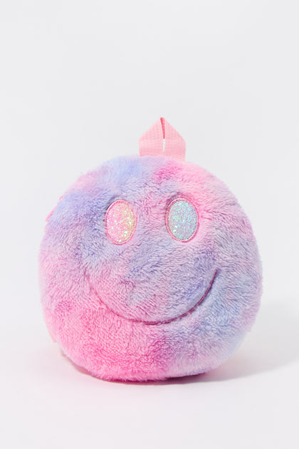 Girls Faux Fur Happy Face Mini Backpack