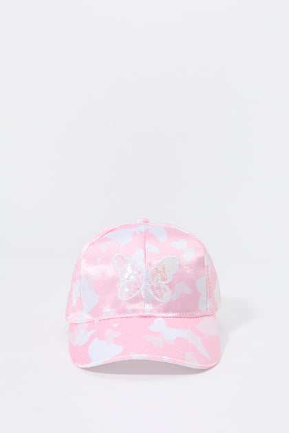 Casquette de baseball à imprimé Papillon avec paillettes pour fille