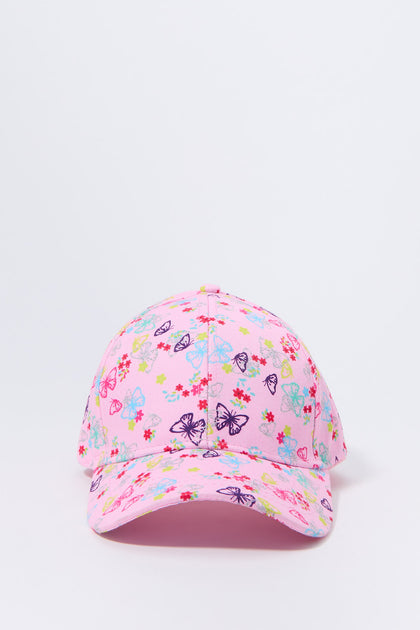 Girls Butterfly Print Baseball Hat