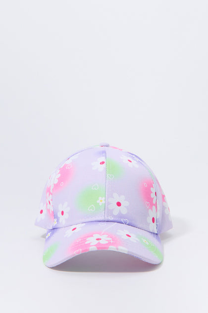 Casquette de baseball à imprimé Fleur pour fille