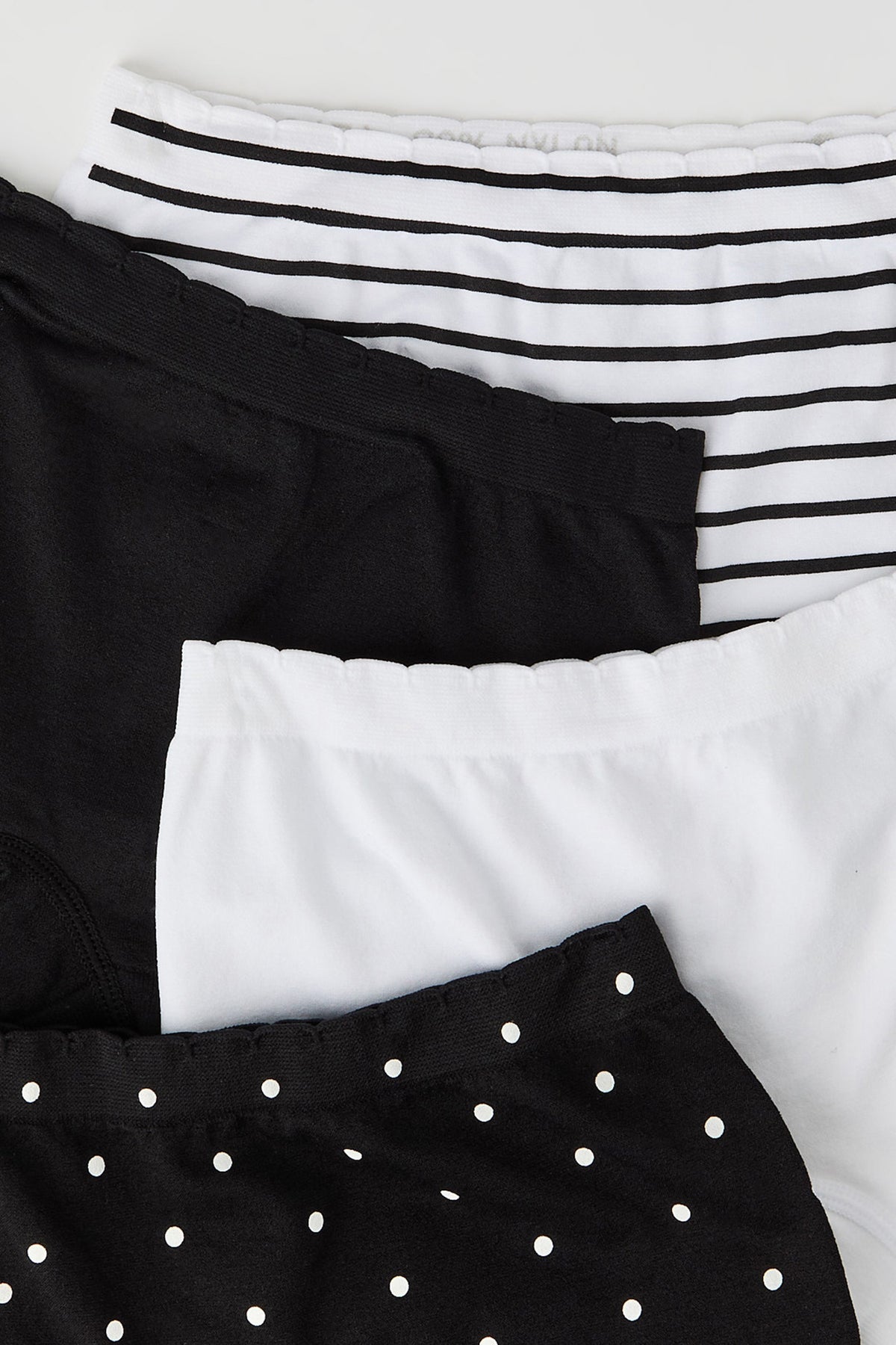 Alt View 2. Girls Seamless Boy Short (4 Pack) - Black with White