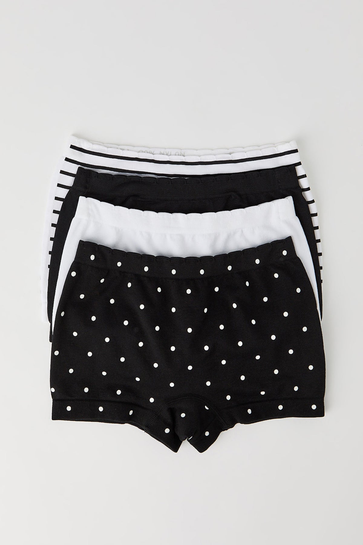Girls Seamless Boy Short (4 Pack) - Black with White