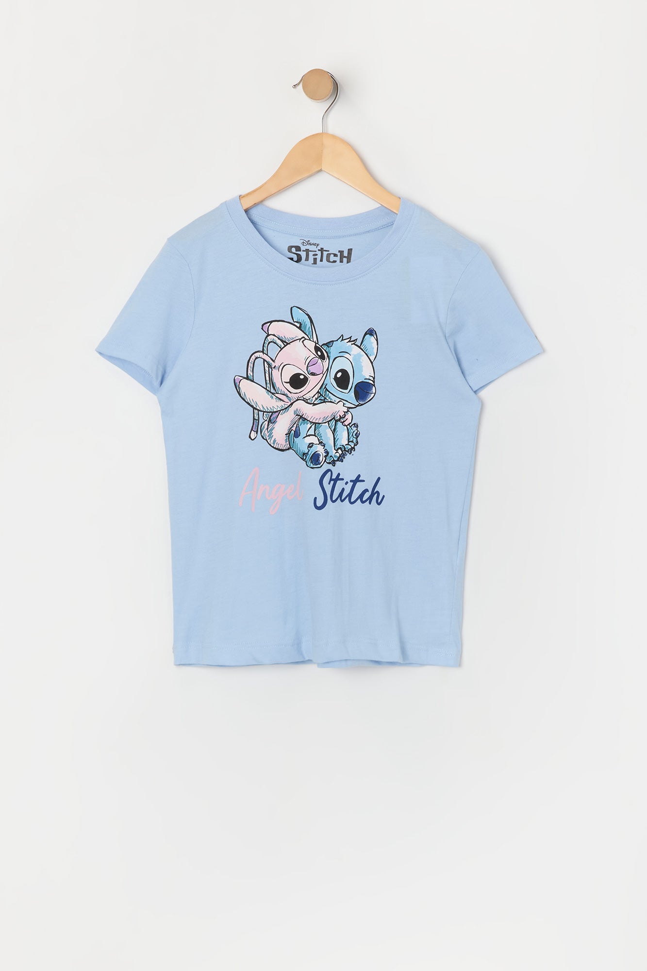 T-shirt bleu à imprimé Stitch and Angel pour fille