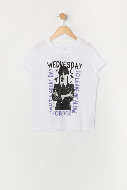 T-shirt à imprimé Wednesday Addams pour fille