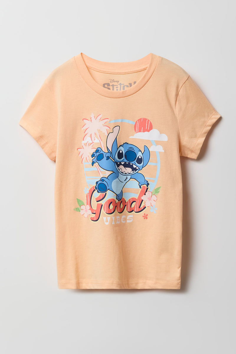 T-shirt à imprimé Stitch Good Vibes pour fille
