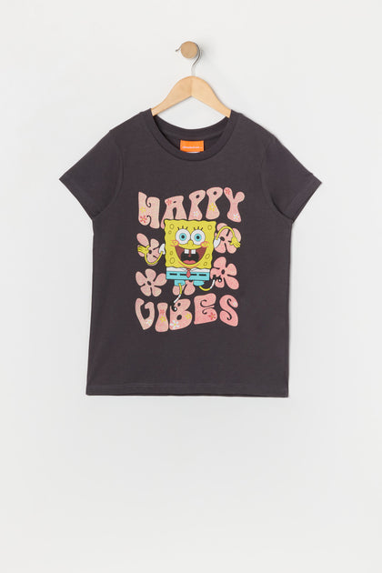 T-shirt à imprimé SpongeBob Happy Vibes pour fille