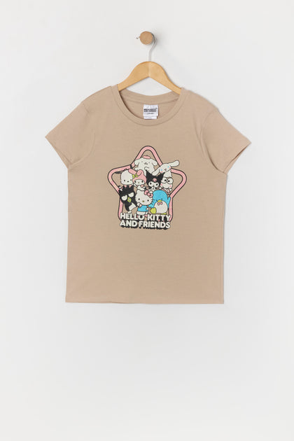 T-shirt havane à imprimé Hello Kitty and Friends pour fille