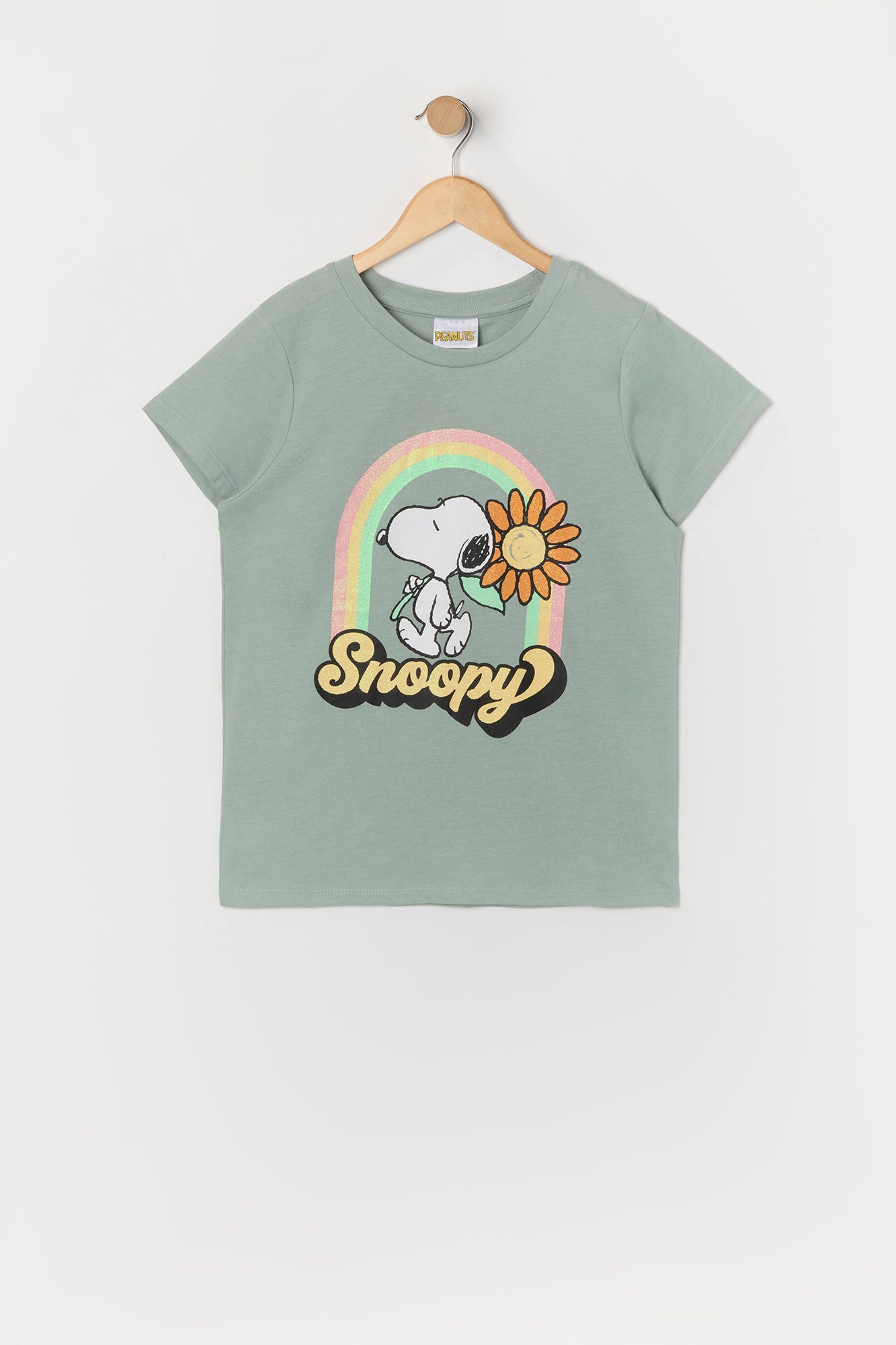 T-shirt arc-en-ciel à imprimé Snoopy pour fille