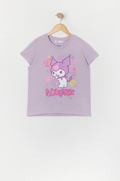 T-shirt à imprimé graffitis Kuromi pour fille