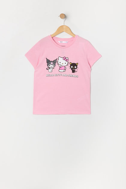 T-shirt rose à imprimé Hello Kitty and Friends pour fille