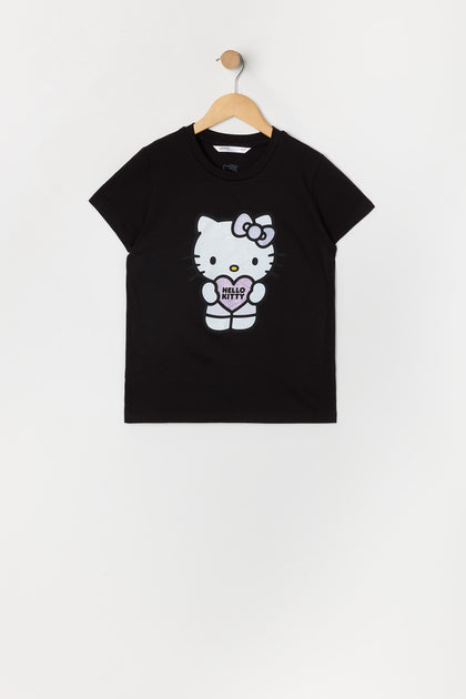 T-shirt noir à imprimé Hello Kitty pour fille