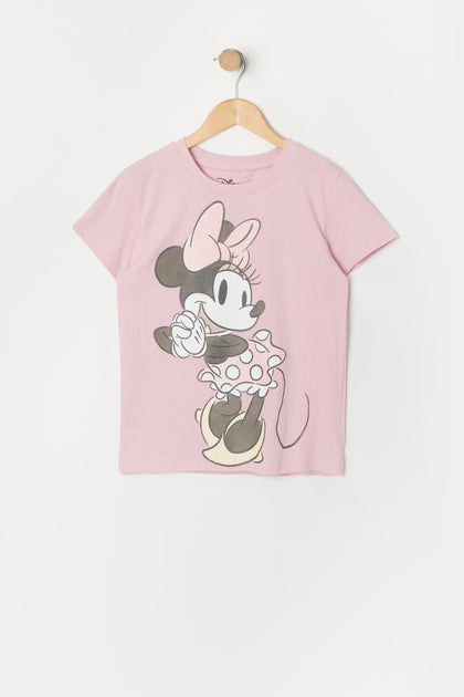 T-shirt rose à imprimé Minnie pour fille