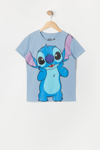 T-shirt bleu à imprimé Stitch pour fille