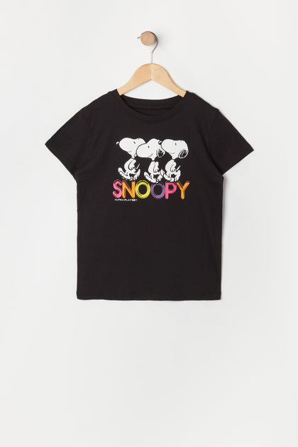 T-shirt noir à imprimé Snoopy pour fille