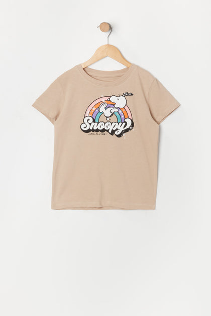 T-shirt arc-en-ciel à imprimé Snoopy pour fille