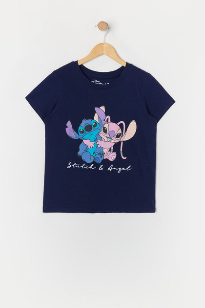 T-shirt à imprimé Stitch and Angel pour fille