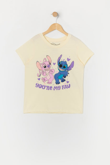 T-shirt à imprimé Stitch and Angel Fav pour fille