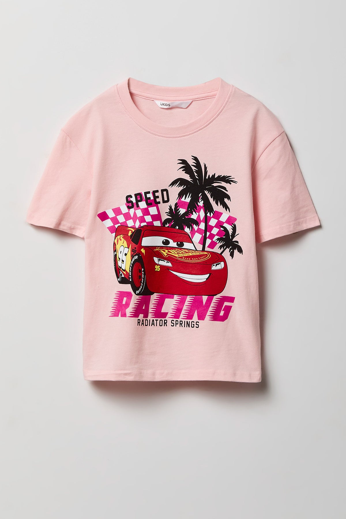 Girls Lightning McQueen Graphic T-Shirt - Light Pink