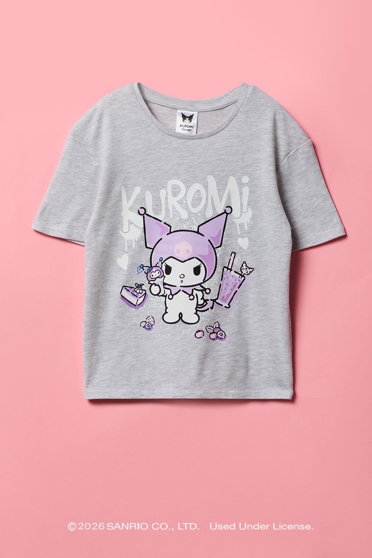 Kuromi™ Girls Graffiti Graphic T-Shirt - Heather Grey