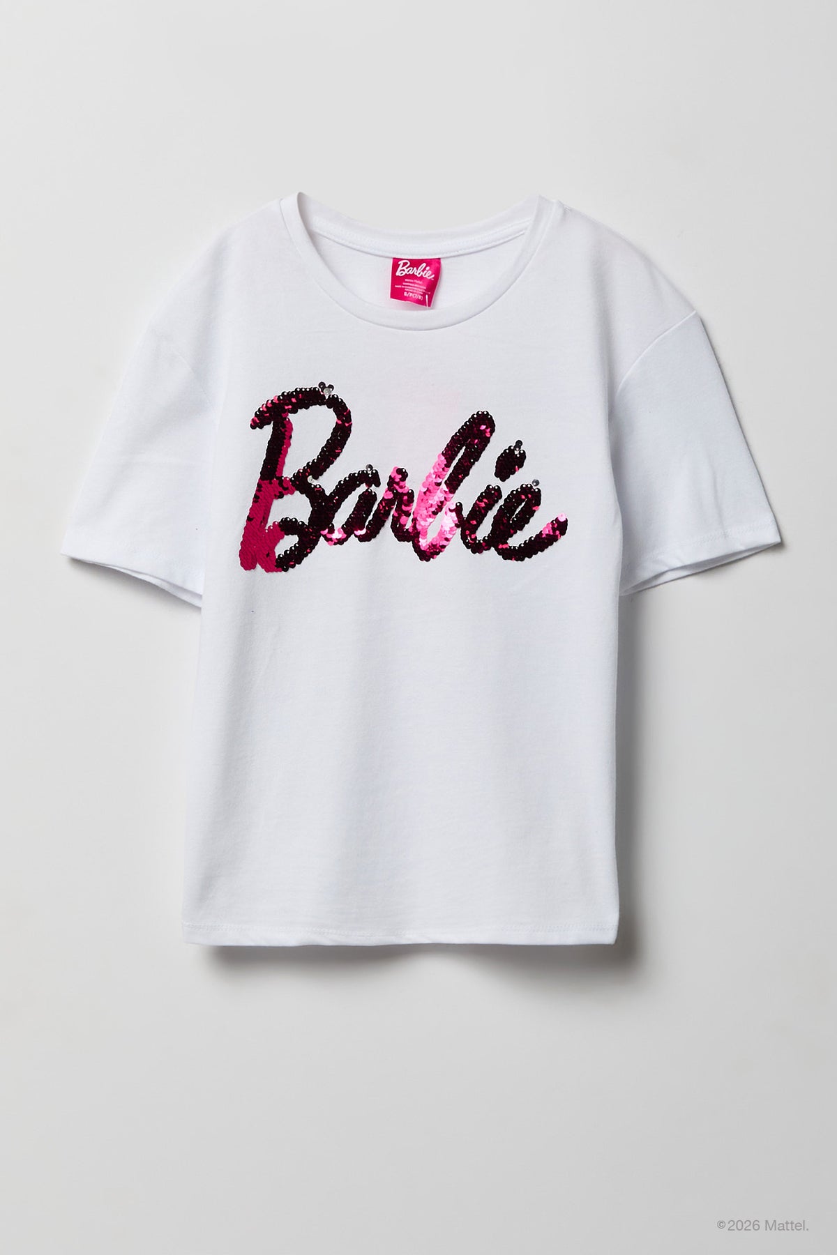 Barbie™ Girls Sequin T-Shirt - Off White