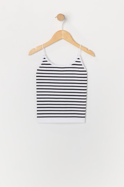 Camisole côtelée rayée sans couture pour fille