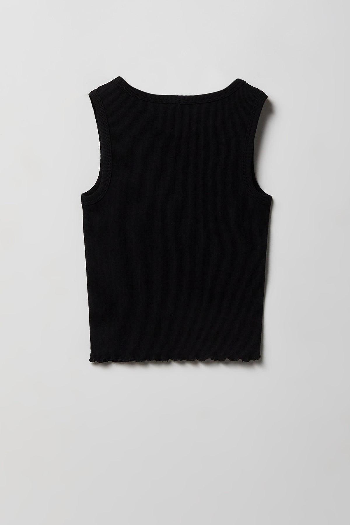 Alt View 2. Girls Rhinestone Graphic Ribbed Tank - Black